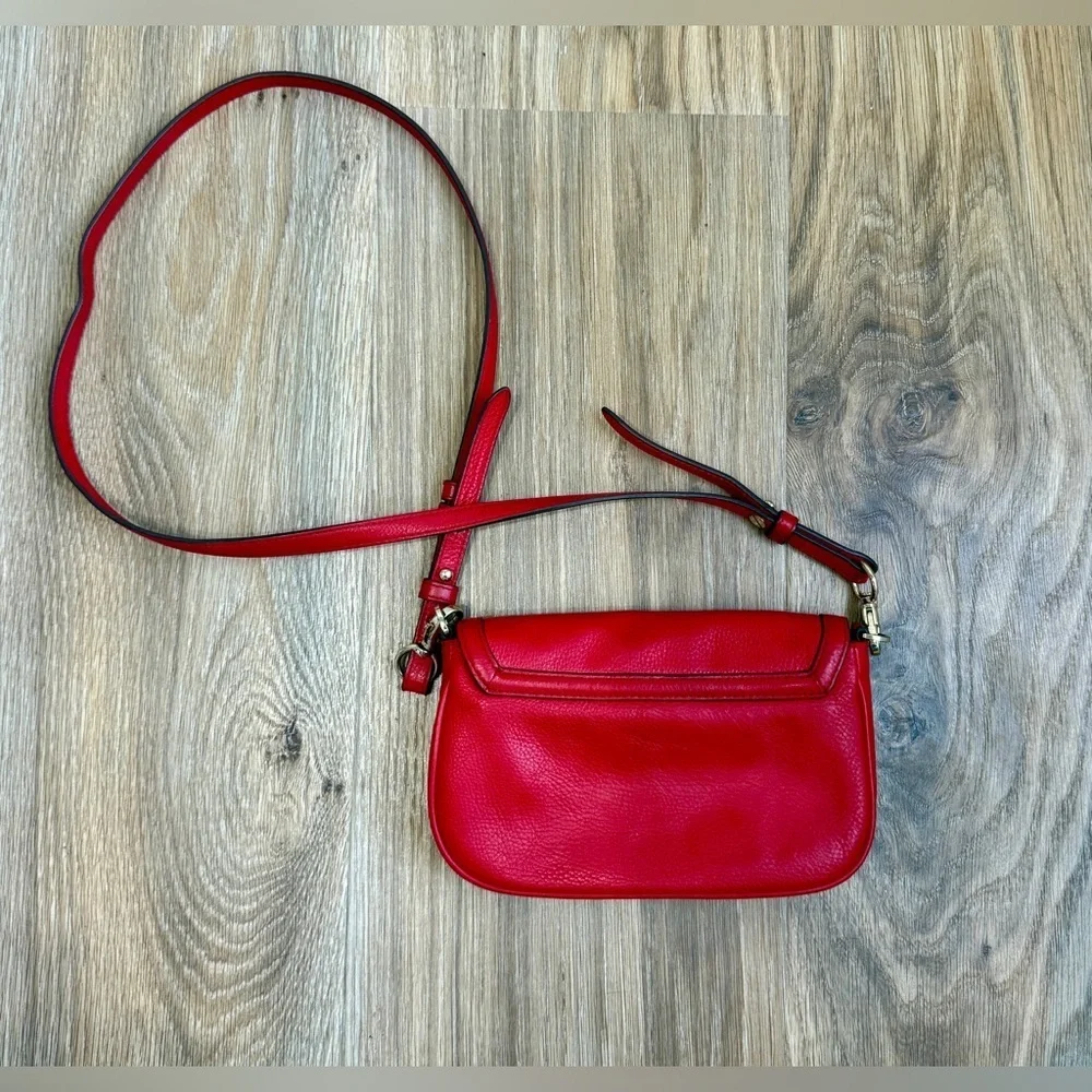 Tory Burch Amanda Leather Mini Crossbody Bag Red EUC
